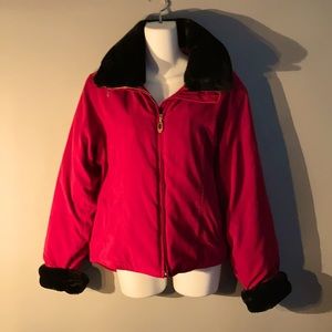 Faux fur collar red Jacket